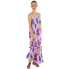 Flowers Purple Cami Maxi Ruffle Chiffon Dress by nateshop