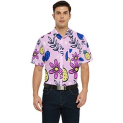 Flowers Purple Men s Short Sleeve Pocket Shirt  by nateshop