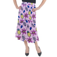 Flowers Purple Midi Mermaid Skirt by nateshop