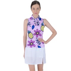 Flowers Purple Women s Sleeveless Polo Tee by nateshop