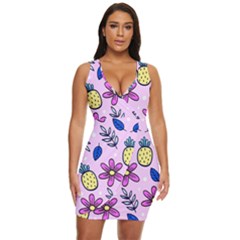 Flowers Purple Draped Bodycon Dress by nateshop