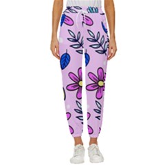 Flowers Purple Cropped Drawstring Pants by nateshop