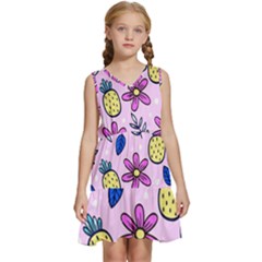 Flowers Purple Kids  Sleeveless Tiered Mini Dress by nateshop