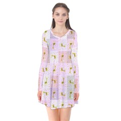 Giraffe Long Sleeve V-neck Flare Dress by nateshop