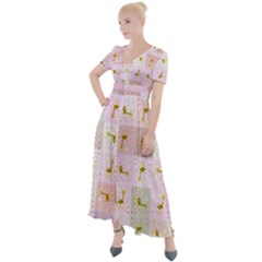 Giraffe Button Up Short Sleeve Maxi Dress by nateshop