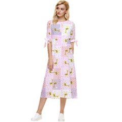 Giraffe Bow Sleeve Chiffon Midi Dress by nateshop