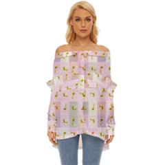 Giraffe Off Shoulder Chiffon Pocket Shirt