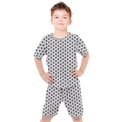 Gray Motif Kids  Tee And Shorts Set