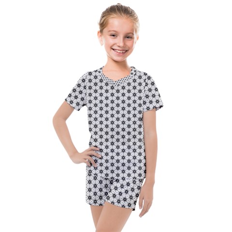 Gray Motif Kids  Mesh Tee And Shorts Set by nateshop