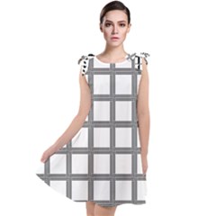 Grid Box Tie Up Tunic Dress by nateshop