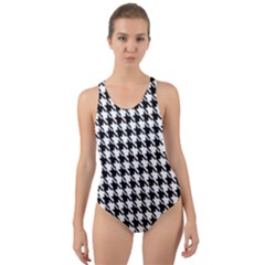 Houndstooth Cut-out Back One Piece Swimsuit by nateshop