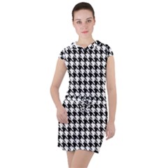 Houndstooth Drawstring Hooded Dress by nateshop