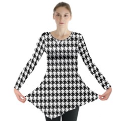 Houndstooth Long Sleeve Tunic  by nateshop