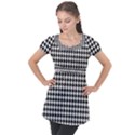 Houndstooth Puff Sleeve Tunic Top View1