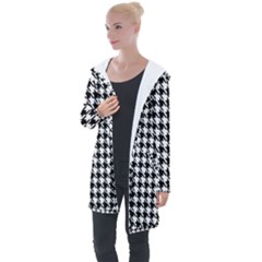 Houndstooth Longline Hooded Cardigan by nateshop