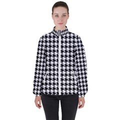 Houndstooth Women s High Neck Windbreaker by nateshop