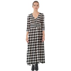 Houndstooth Button Up Boho Maxi Dress by nateshop