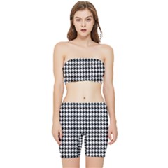 Houndstooth Stretch Shorts And Tube Top Set