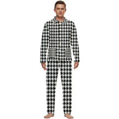 Houndstooth Men s Long Sleeve Velvet Pocket Pajamas Set by nateshop