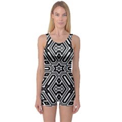 Grid One Piece Boyleg Swimsuit by nateshop