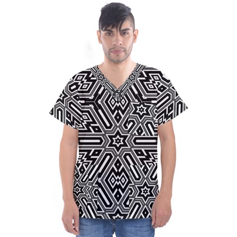 Grid Men s V-neck Scrub Top by nateshop