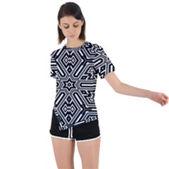 Grid Asymmetrical Short Sleeve Sports Tee by nateshop