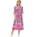 Illustration Bow Sleeve Chiffon Midi Dress View1