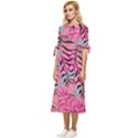 Illustration Bow Sleeve Chiffon Midi Dress View2