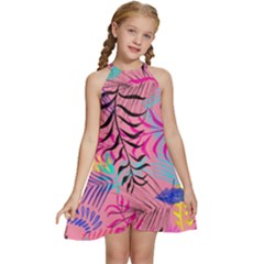 Illustration Kids  Halter Collar Waist Tie Chiffon Dress