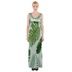 Leaves Thigh Split Maxi Dress by nateshop