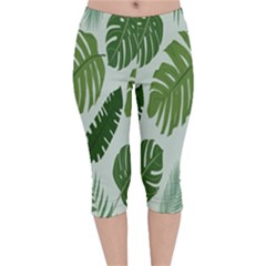 Leaves Velvet Capri Leggings 