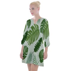 Leaves Open Neck Shift Dress by nateshop