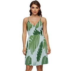 Leaves V-neck Pocket Summer Dress 