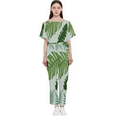 Leaves Batwing Lightweight Chiffon Jumpsuit by nateshop