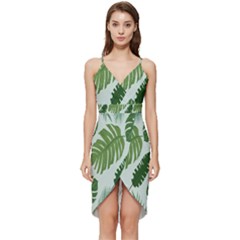 Leaves Wrap Frill Dress