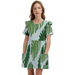 Leaves Kids  Frilly Sleeves Pocket Dress