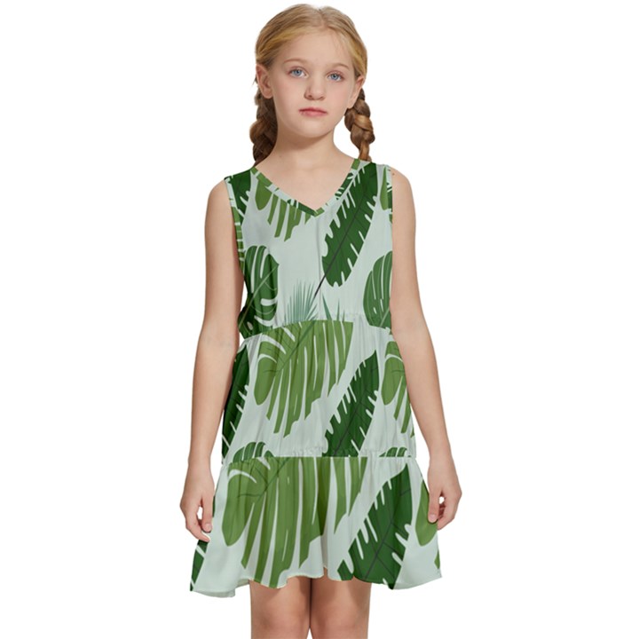 Leaves Kids  Sleeveless Tiered Mini Dress