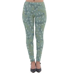 Leaves-pattern Lightweight Velour Leggings