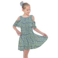 Leaves-pattern Kids  Shoulder Cutout Chiffon Dress by nateshop