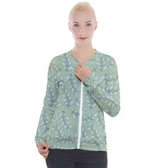 Leaves-pattern Casual Zip Up Jacket by nateshop