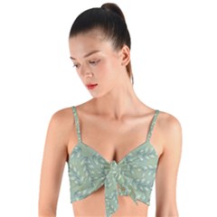 Leaves-pattern Woven Tie Front Bralet by nateshop