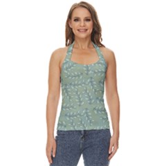 Leaves-pattern Basic Halter Top