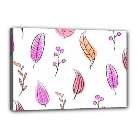 Leaves-pink Canvas 18  X 12  (stretched) by nateshop