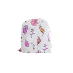 Leaves-pink Drawstring Pouch (small) by nateshop