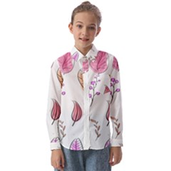 Leaves-pink Kids  Long Sleeve Shirt by nateshop