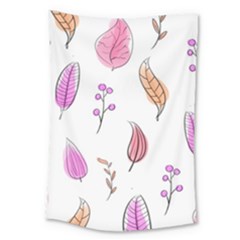 Leaves-pink Large Tapestry by nateshop