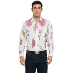 Leaves-pink Men s Long Sleeve Pocket Shirt  by nateshop