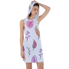 Leaves-pink Racer Back Hoodie Dress by nateshop