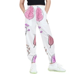 Leaves-pink Kids  Elastic Waist Pants by nateshop