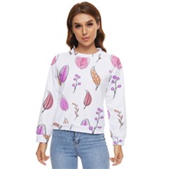 Leaves-pink Women s Long Sleeve Raglan Tee